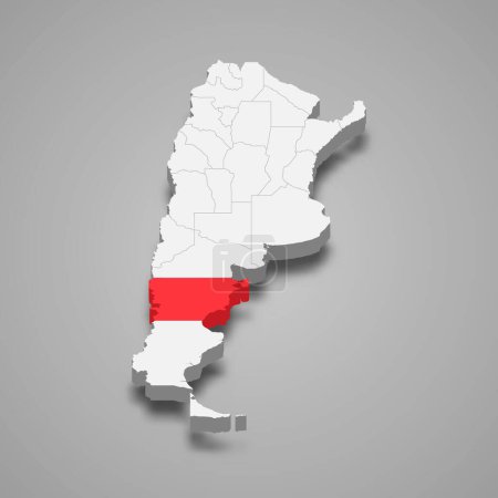 Téléchargez les illustrations : Chubut region location within Argentina 3d isometric map - en licence libre de droit
