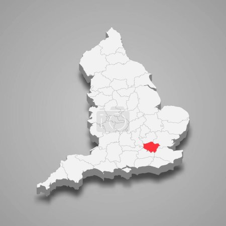Illustration for Greater London county location within England 3d isometric map - Royalty Free Image