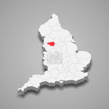 Illustration for Greater Manchester county location within England 3d isometric map - Royalty Free Image