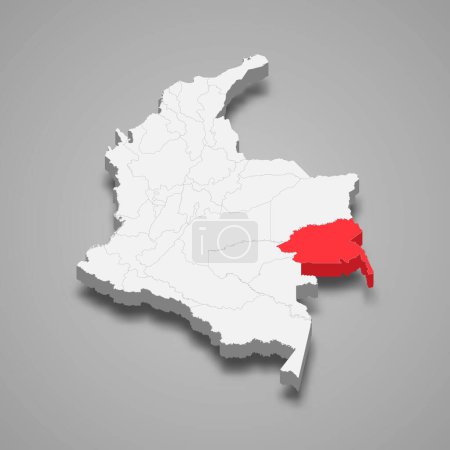 Ilustración de Guainia region location within Colombia 3d isometric map - Imagen libre de derechos