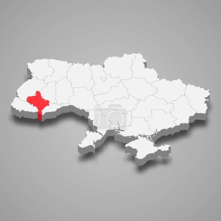 Illustration for Ivano-Frankivsk Oblast. Region location within Ukraine 3d isometric map - Royalty Free Image