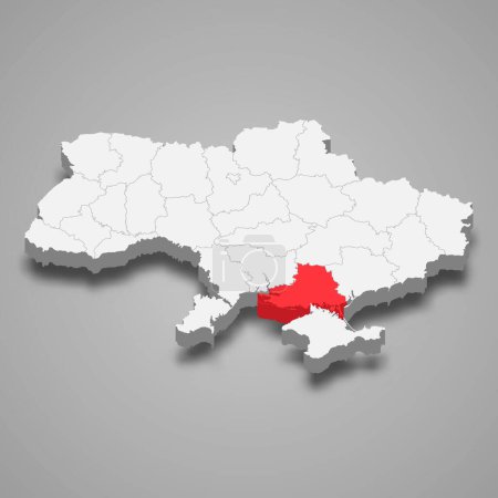 Illustration for Kherson Oblast. Region location within Ukraine 3d isometric map - Royalty Free Image