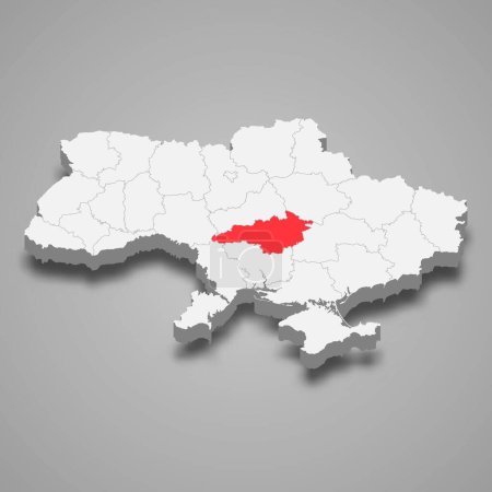Ilustración de Óblast de Kirovohrad. Ubicación de la región dentro de Ucrania mapa isométrico 3d - Imagen libre de derechos