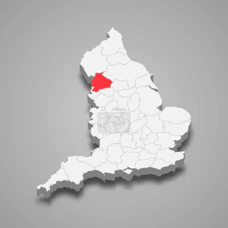 Illustration for Lancashire county location within England 3d isometric map - Royalty Free Image