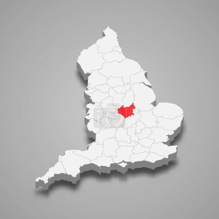 Illustration for Leicestershire county location within England 3d isometric map - Royalty Free Image