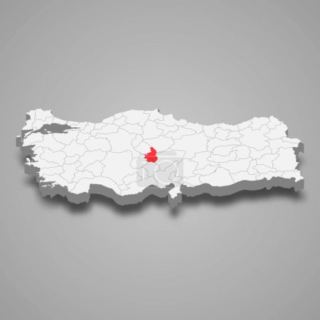 Nevsehir region location within Turkey 3d isometric map