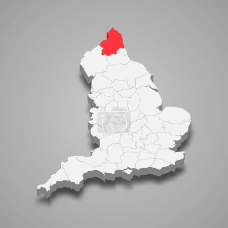 Ilustración de Ubicación del condado de Northumberland en Inglaterra mapa isométrico 3D - Imagen libre de derechos