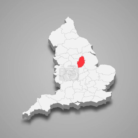 Illustration for Nottinghamshire county location within England 3d isometric map - Royalty Free Image