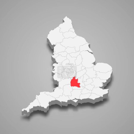 Illustration for Oxfordshire county location within England 3d isometric map - Royalty Free Image