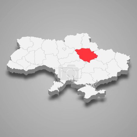 Ilustración de Óblast de Poltava. Ubicación de la región dentro de Ucrania mapa isométrico 3d - Imagen libre de derechos