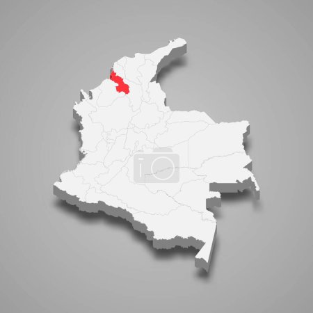 Téléchargez les illustrations : Situation de la région de Sucre en Colombie Carte isométrique 3d - en licence libre de droit