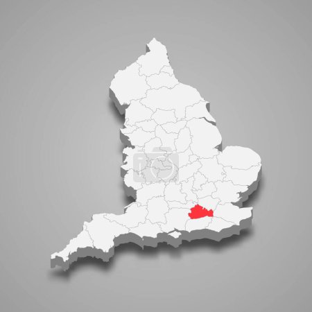 Illustration for Surrey county location within England 3d isometric map - Royalty Free Image