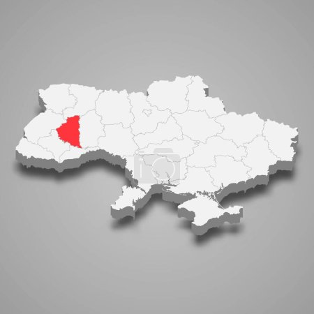 Ilustración de Óblast de Ternopil. Ubicación de la región dentro de Ucrania mapa isométrico 3d - Imagen libre de derechos
