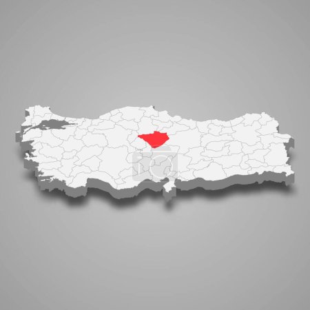 Yozgat region location within Turkey 3d isometric map