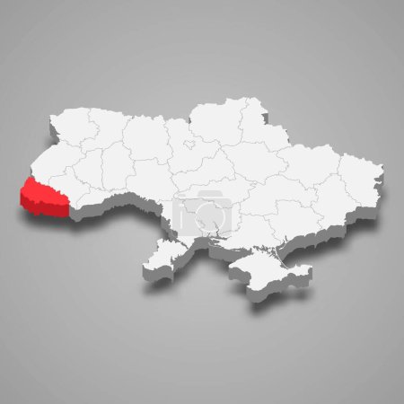 Ilustración de Óblast de Zakarpattia. Ubicación de la región dentro de Ucrania mapa isométrico 3d - Imagen libre de derechos