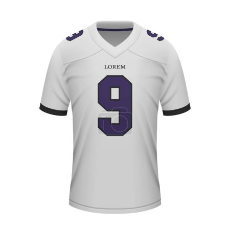 Illustration for Realistic american football away jersey Baltimore, shirt template for sport uniform - Royalty Free Image