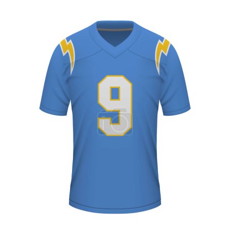Illustration for Realistic American football shirt of Los Angeles Chargers, jersey template for sport uniform - Royalty Free Image