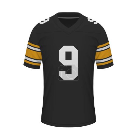 Téléchargez les illustrations : Chemise de football américaine réaliste de Pittsburgh, modèle de maillot pour uniforme de sport - en licence libre de droit