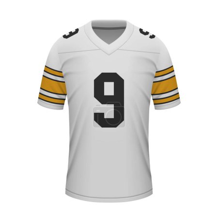 Téléchargez les illustrations : Jersey de football américain réaliste Pittsburgh, modèle de chemise pour uniforme de sport - en licence libre de droit