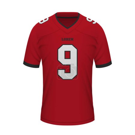 Illustration for Realistic American football shirt of Tampa Bay, jersey template for sport uniform - Royalty Free Image