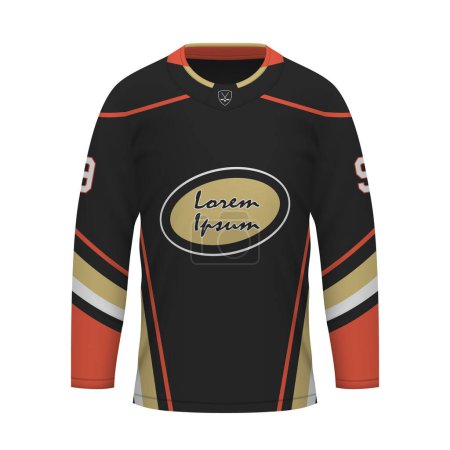 Ilustración de Camisa realista de hockey sobre hielo de Anaheim, plantilla de jersey para uniforme deportivo - Imagen libre de derechos