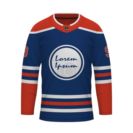 Realistisches Eishockeyshirt von Edmonton, Trikotvorlage für Sportuniform
