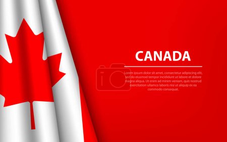 Téléchargez les illustrations : Vague drapeau du Canada avec fond de copyspace. Modèle de bannière ou de ruban vectoriel pour la fête de l'indépendance - en licence libre de droit