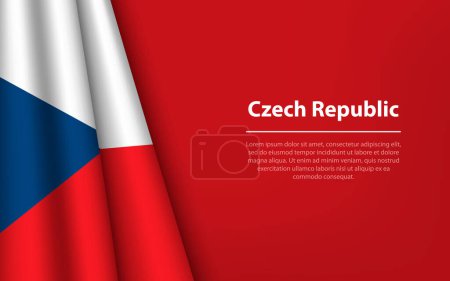 Illustration for Wave flag of Czech Republic with copyspace background. Banner or ribbon vector template for independence day - Royalty Free Image