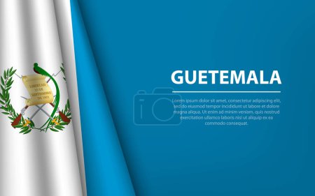 Ilustración de Bandera ondulada de Guatemala con fondo de copyspace. Plantilla de vector de banner o cinta para el día de la independencia - Imagen libre de derechos