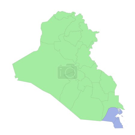 Illustration for High quality political map of Iraq and Kuwait with borders of the regions or provinces. Vector illustration - Royalty Free Image