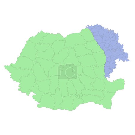 Ilustración de Mapa político de alta calidad de Rumania y Moldavia con fronteras de las regiones o provincias. Ilustración vectorial - Imagen libre de derechos