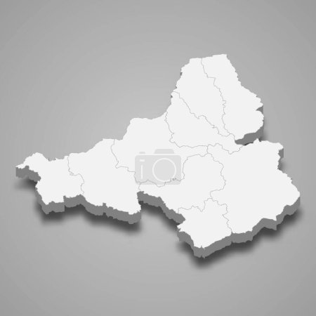 Illustration for 3d isometric map of Trencin Region is a province of Slovakia isolated with shadow - Royalty Free Image