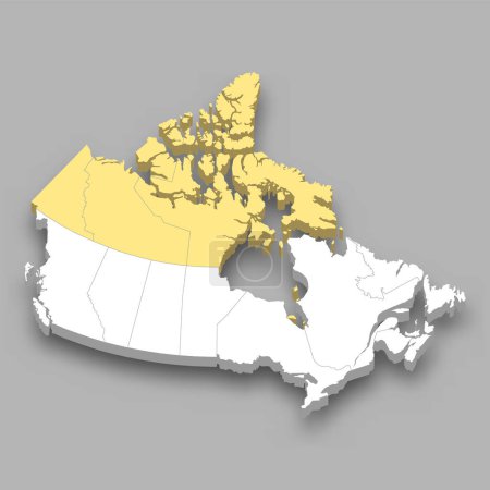 Ilustración de Norte de Canadá región ubicación dentro de Canadá mapa isométrico 3d - Imagen libre de derechos