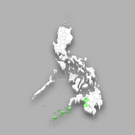 Téléchargez les illustrations : Situation de la région de Bangsamoro aux Philippines Carte isométrique 3d - en licence libre de droit