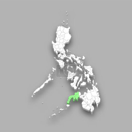 Ilustración de Zamboanga Península ubicación de la región dentro de Filipinas mapa isométrico 3d - Imagen libre de derechos