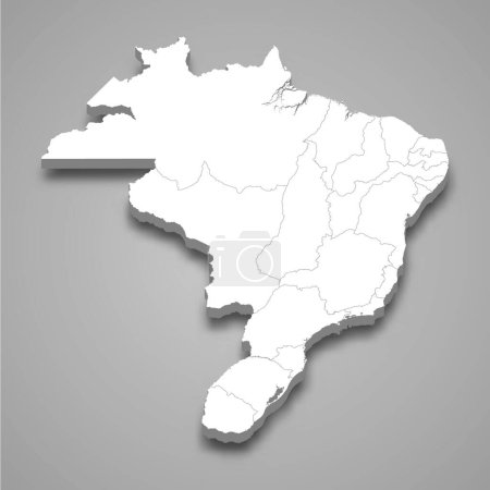 Illustration for 3d isometric map of Empire of Brazil isolated with shadow, former state - Royalty Free Image