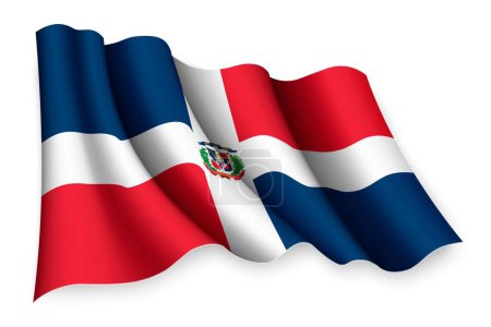 Realistic waving flag of Dominican Republic