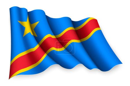 Illustration for Realistic waving flag of Democratic Republic of the Congo - Royalty Free Image