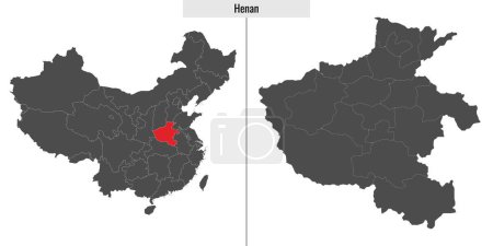 Ilustración de Mapa de Henan provincia de China y ubicación en el mapa chino - Imagen libre de derechos