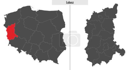 Téléchargez les illustrations : Carte de La voïvodie de Lubusz province de Pologne et emplacement sur la carte polonaise - en licence libre de droit