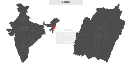 Ilustración de Mapa de Manipur estado de India y ubicación en el mapa indio - Imagen libre de derechos