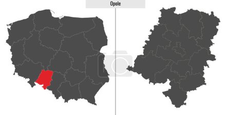 Téléchargez les illustrations : Carte de La voïvodie d'Opole province de Pologne et emplacement sur la carte polonaise - en licence libre de droit