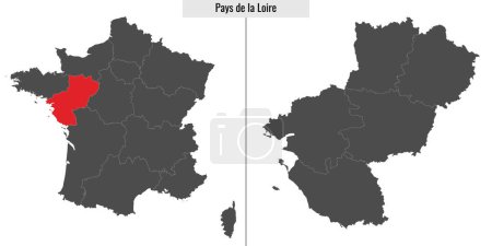 Illustration for Map of Pays de la Loire region of France and location on French map - Royalty Free Image