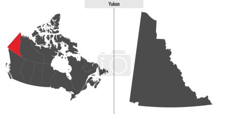 Ilustración de Mapa de Yukón provincia de Canadá e ubicación en el mapa de Canadá - Imagen libre de derechos