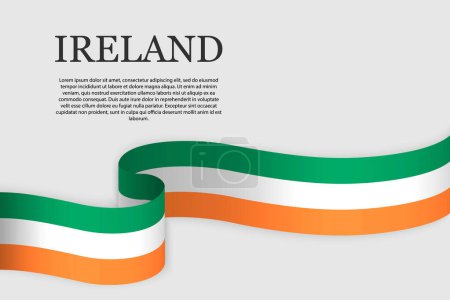 Téléchargez les illustrations : Ruban drapeau de l'Irlande. Contexte abstrait - en licence libre de droit