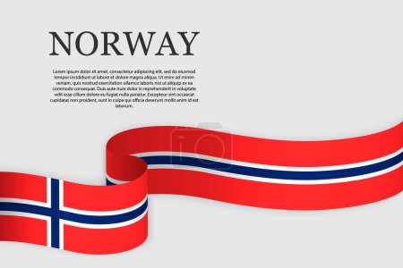 Ribbon flag of Norway . Abstract background