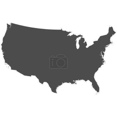 High detailed isolated map - USA