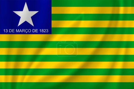 Ilustración de Bandera de Piaui ondeando en el viento sobre fondo de seda. Estado Brasil - Imagen libre de derechos
