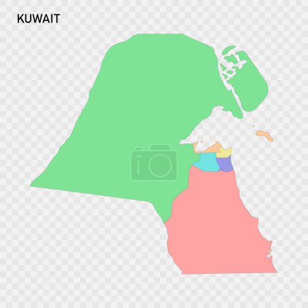 Illustration for Isolated colored map of Kuwait with borders of the regions - Royalty Free Image
