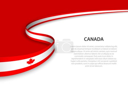Vague drapeau du Canada avec fond de copyspace. Modèle de bannière ou de ruban vecteur